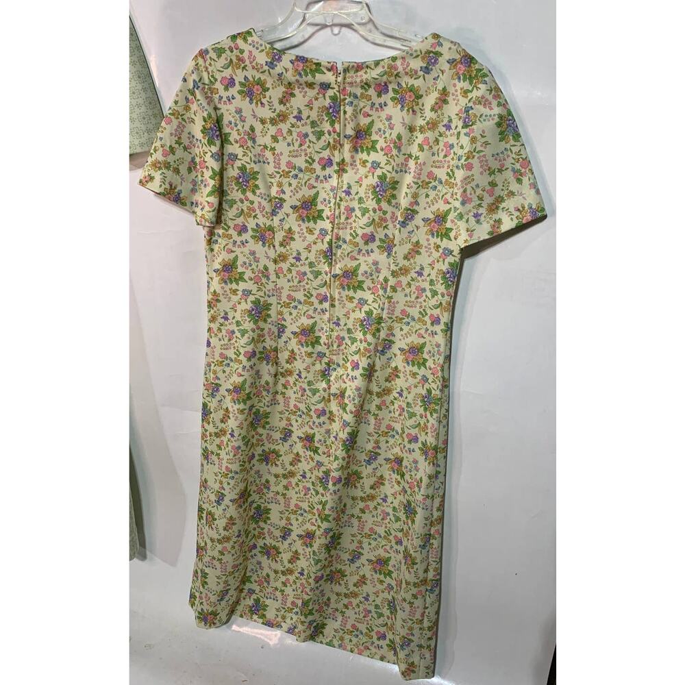 Vintage 1960's Women's Handmade Custom Floral Short Sleeve Casual Shift Dress - Picture 7 of 8